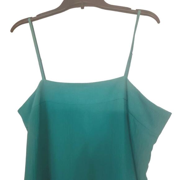 DKNY NWT Jadeite Square Neck Multi Layer Cut Out Back Sheer Bottom Cami Dress L - Picture 5 of 14